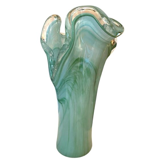 Murano Glass Vase – Clear & Turquoise Hand-Blown Art Glass – Crafted in Italy - Picture 5 of 15